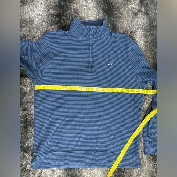 Vineyard Vines Men’s Medium Striped Blue 1/3 Zip Sweater Pima Cotton Pullover - Picture 7 of 11